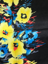 Load image into Gallery viewer, 28&quot; Yellow Floral on Black Poly Bandana